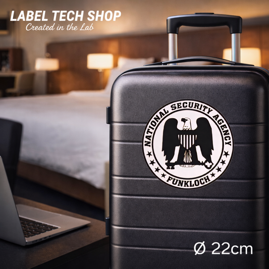 NSA Funkloch Sticker 22cm Ø – IT Humor Aufkleber für Koffer, Laptop & Computer (128)