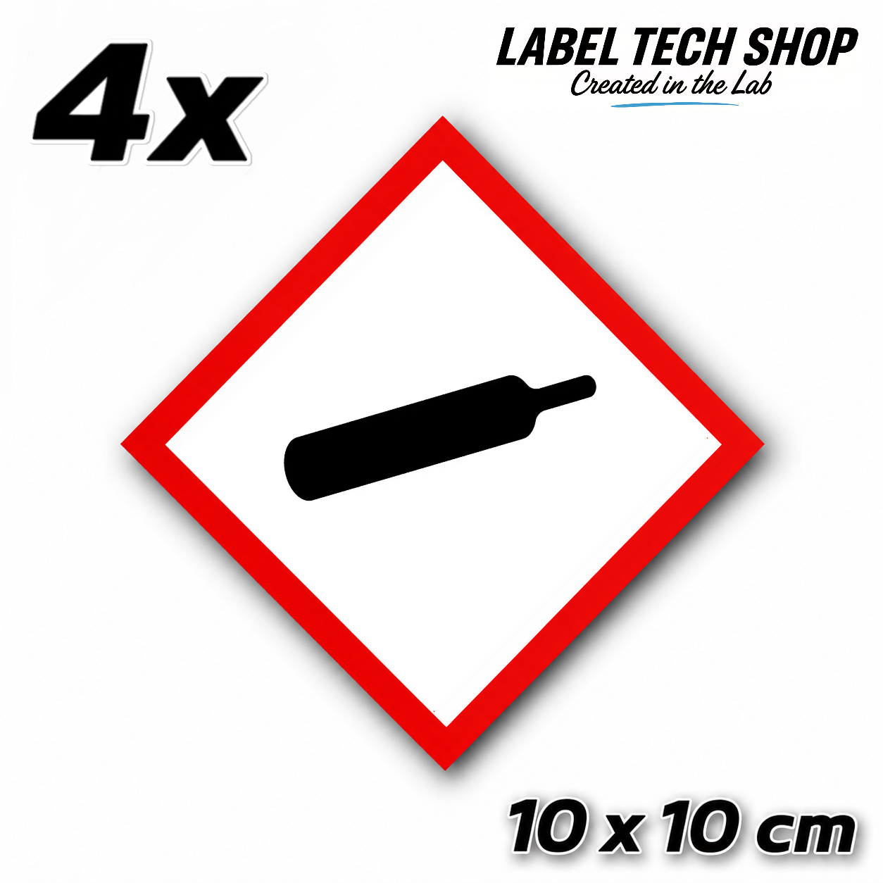 GHS04 Gas unter Druck Aufkleber Gas Cylinder Sticker Gefahrstoffsymbol Druckgas Gefahrgut Chemie Labor Kennzeichen nach CLP / GHS Arbeitssicherheit
