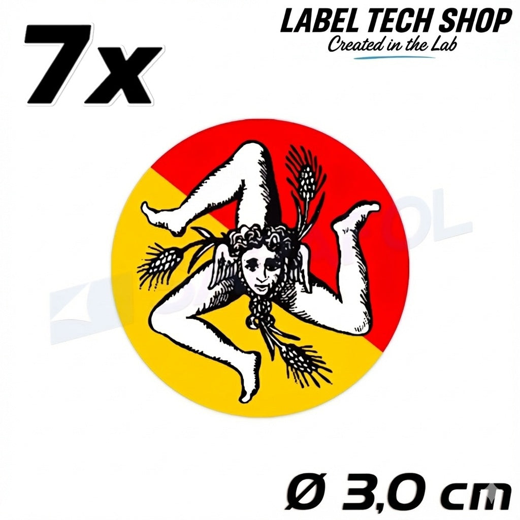 7x Sizilien Aufkleber – Sicilia Sicily Flagge Wappen Sticker Rund Ø 3cm (030)