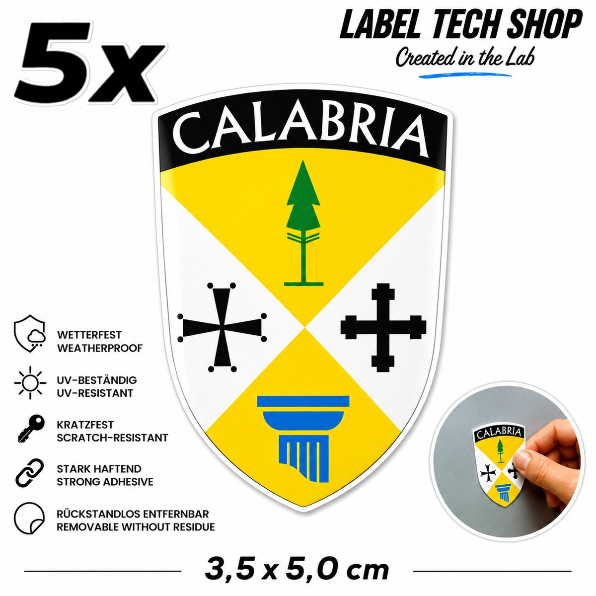 Kalabrien Flagge Aufkleber Calabria Italien Adesivo Calabrese Sticker Wappen Emblem Auto 3,5x5cm Nr.018