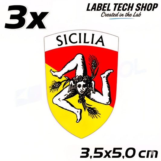 3x Sizilien Aufkleber – Sicilia Sicily Flagge Wappen Sticker 3,5x5,0cm (017)
