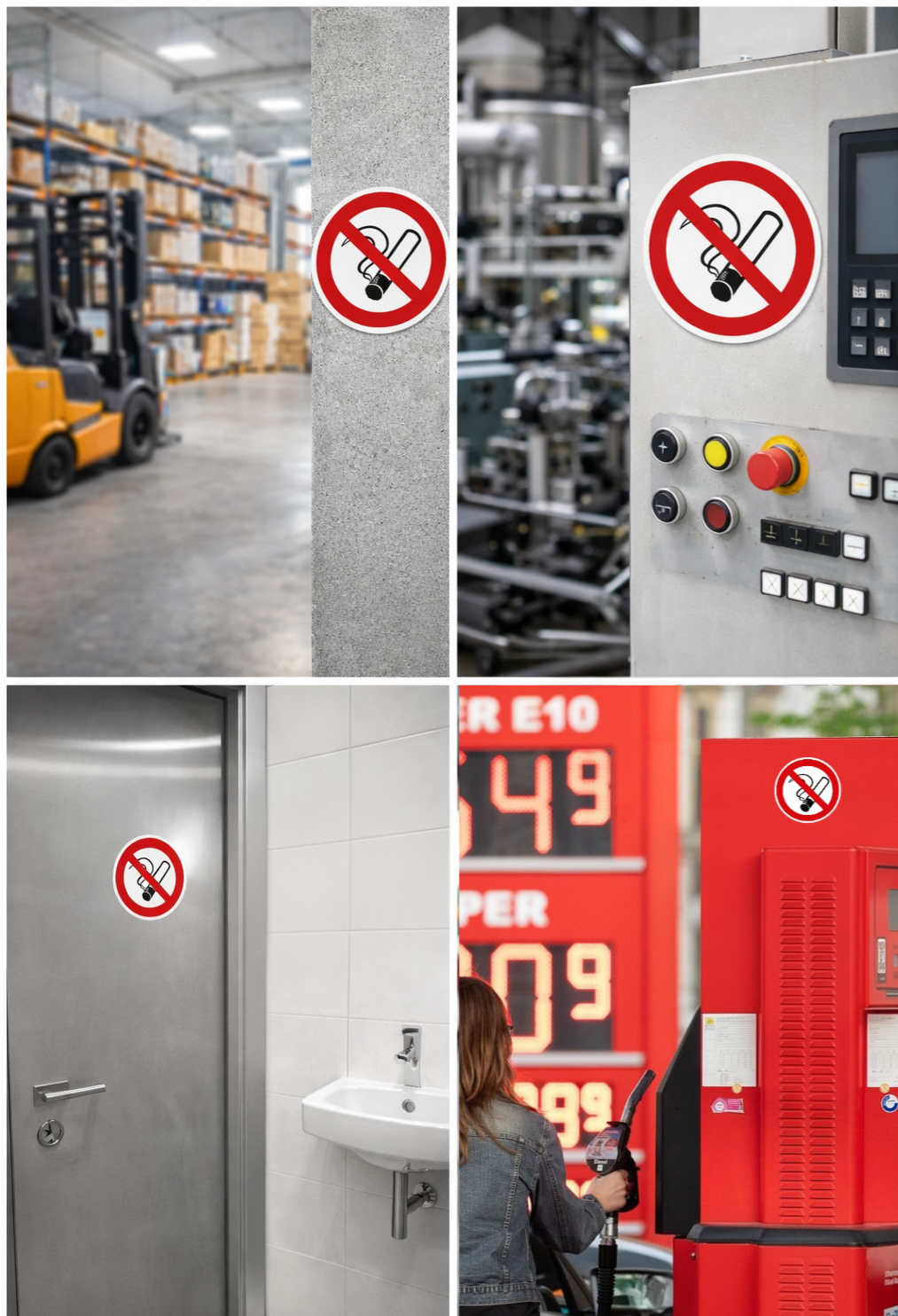 Rauchen verboten Aufkleber Ø10cm – No Smoking Sticker – No Fumar Hinweiszeichen Innen & Außen – Verbotsschild (127)