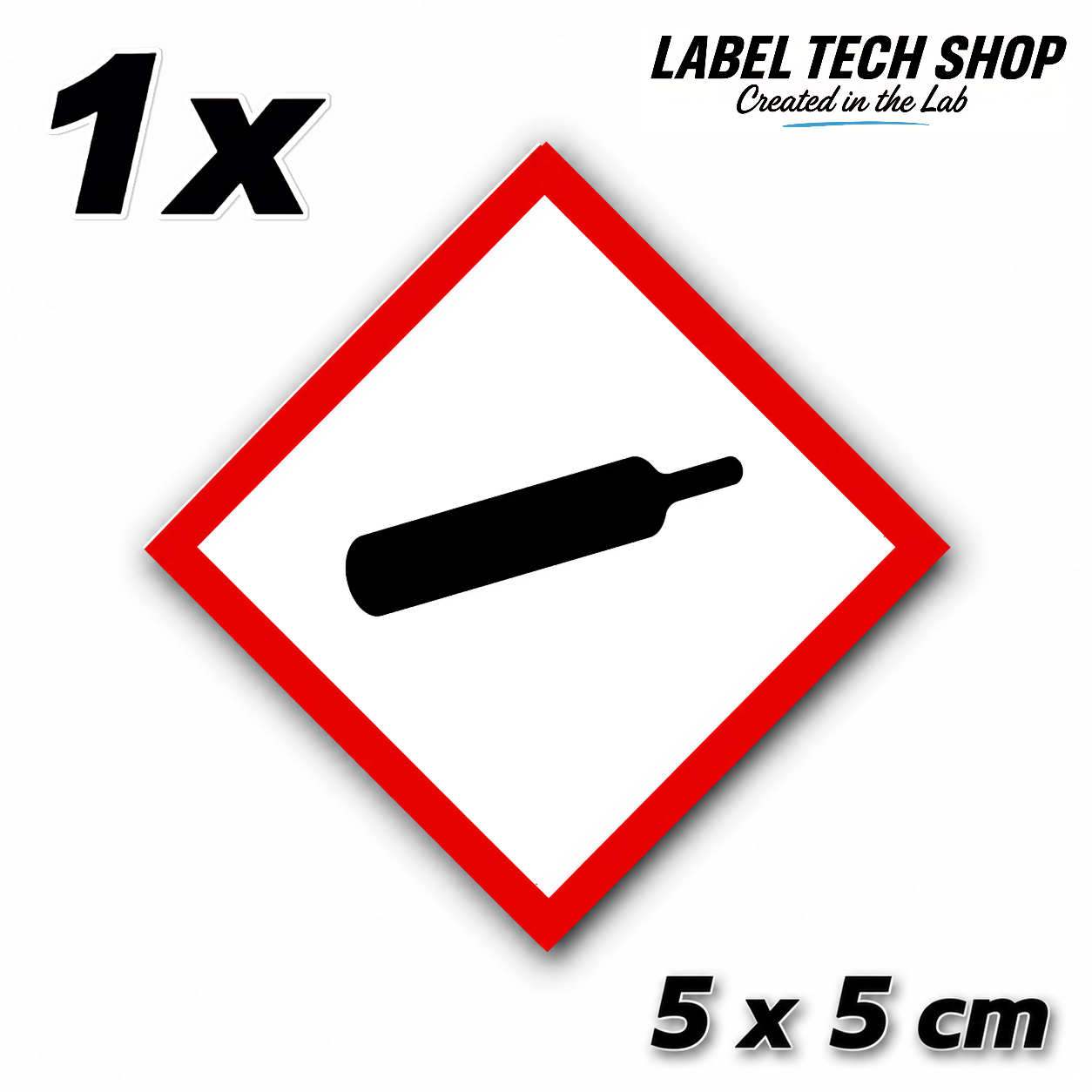 GHS04 Gas unter Druck Aufkleber Gas Cylinder Sticker Gefahrstoffsymbol Druckgas Gefahrgut Chemie Labor Kennzeichen nach CLP / GHS Arbeitssicherheit