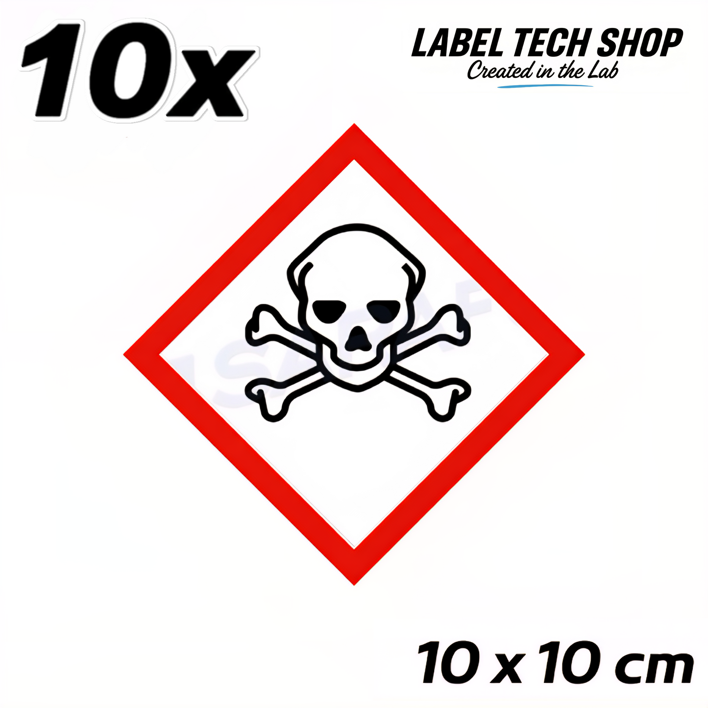 GHS06 Totenkopf Aufkleber  Giftige Chemikalien Toxisch nach CLP Norm Arbeitssicherheit