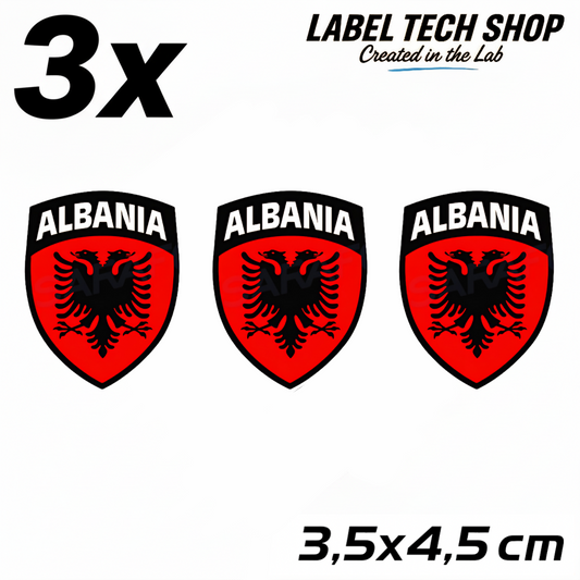 3x Albanien Aufkleber (Klein) Shqipëria Shqiponja  – Albania Flagge Emblem Wappen Sticker 3,5x4,5cm (103)