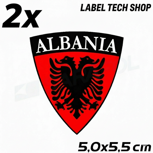 2x Albania Shqiponja Wappen Sticker – Albanien Flagge Emblem Aufkleber 5,0x5,5cm (004)