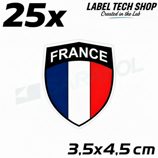 25x Frankreich Aufkleber France Francia Flagge Sticker 3,5x4,5cm (035)