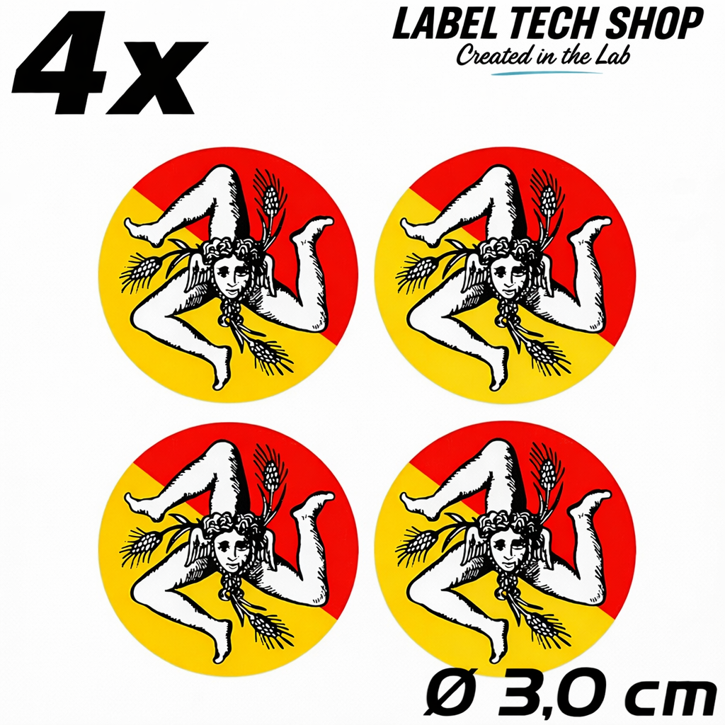 4x Sizilien Aufkleber – Sicilia Sicily Flagge Wappen Sticker Rund Ø 3cm (030)