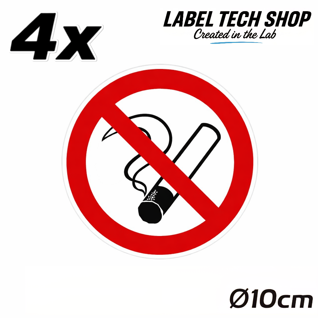 Rauchen verboten Aufkleber Ø10cm – No Smoking Sticker – No Fumar Hinweiszeichen Innen & Außen – Verbotsschild (127)
