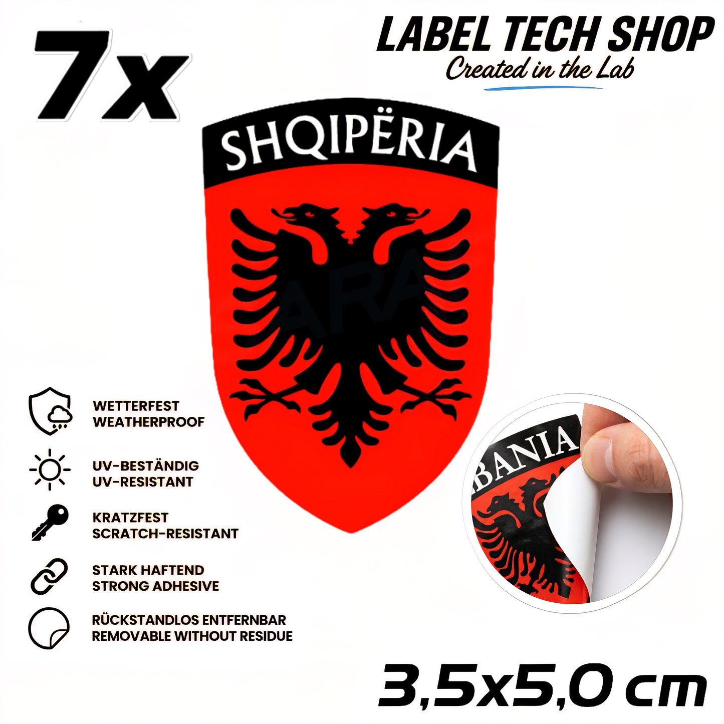 🇦🇱 Albanien Aufkleber Albania Sticker Shqiperia Adler Wappen Emblem Auto Helm 3,5x5,0cm NR.006