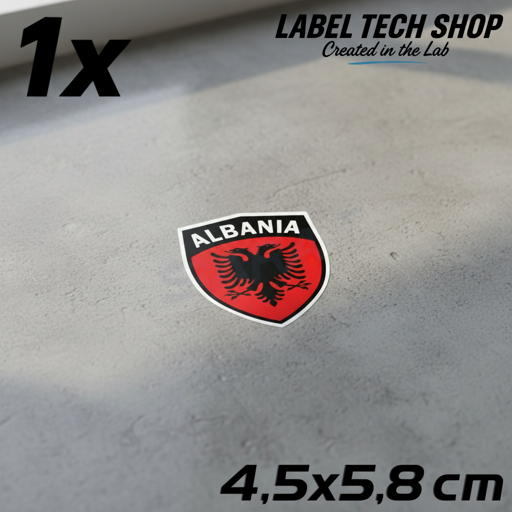 1x Albanien Aufkleber Shqipëria Shqiponja  – Albania Flagge Emblem Wappen Sticker 4,5x5,8cm (105)