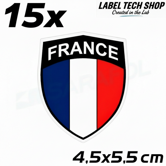 15x Frankreich Aufkleber France Francia Flagge Sticker 4,5x5,5cm (034)