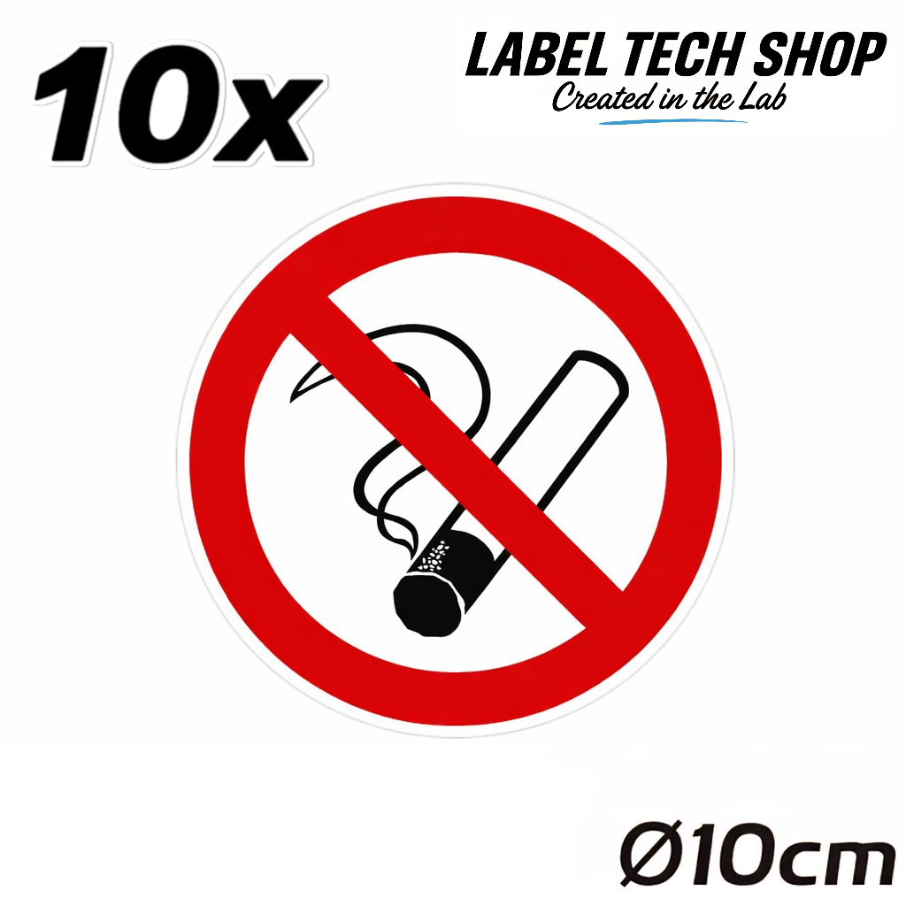 Rauchen verboten Aufkleber Ø10cm – No Smoking Sticker – No Fumar Hinweiszeichen Innen & Außen – Verbotsschild (127)