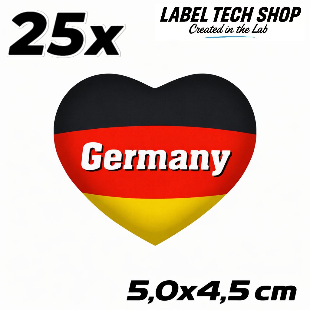 Deutschland Herz Aufkleber (059) – Germany Heart Sticker – Deutschland Flagge – 5,0 × 4,5 cm