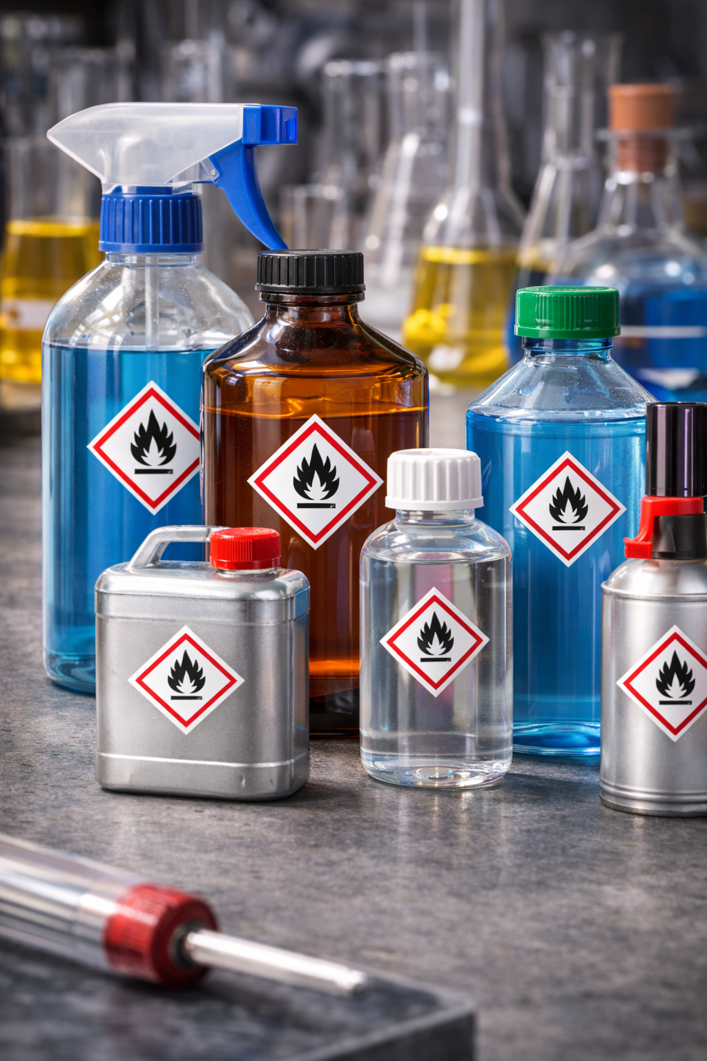 GHS02 Gefahrgut Aufkleber Brandgefahr Flamme nach CLP Norm Arbeitssicherheit