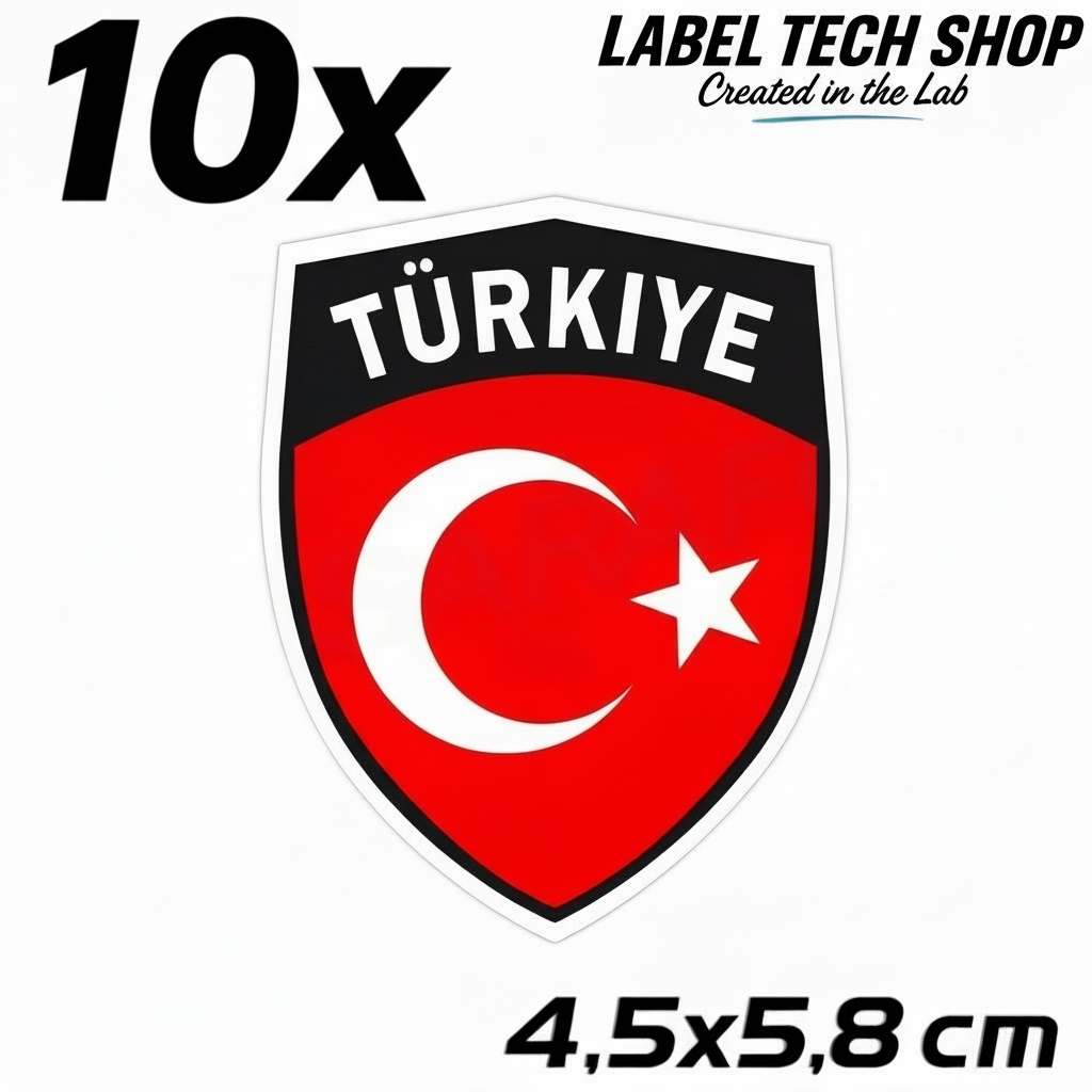 10x Türkei Aufkleber Türkiye Turkey Bayrak Flagge Emblem Sticker 4,5x5,8cm (101)