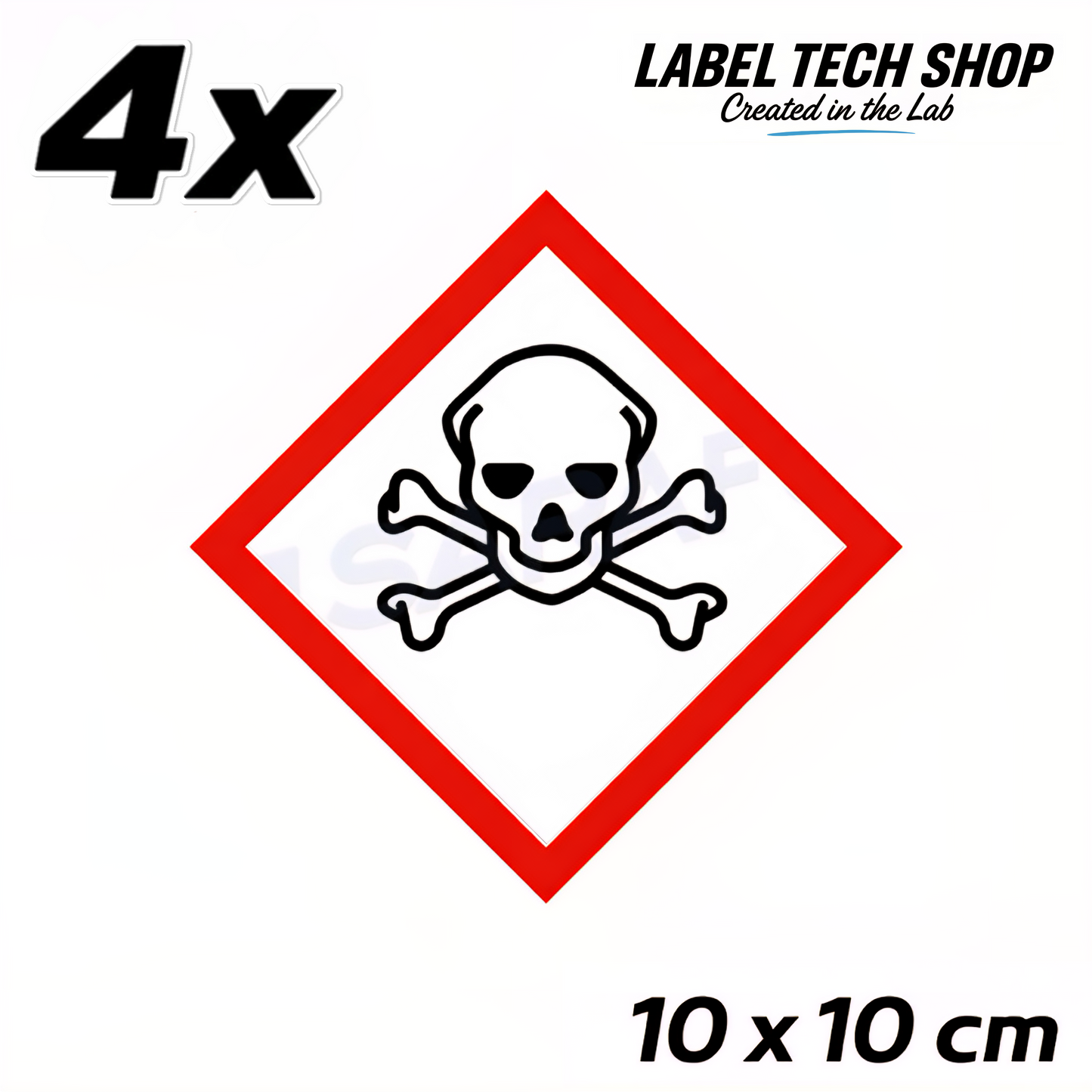 GHS06 Totenkopf Aufkleber  Giftige Chemikalien Toxisch nach CLP Norm Arbeitssicherheit