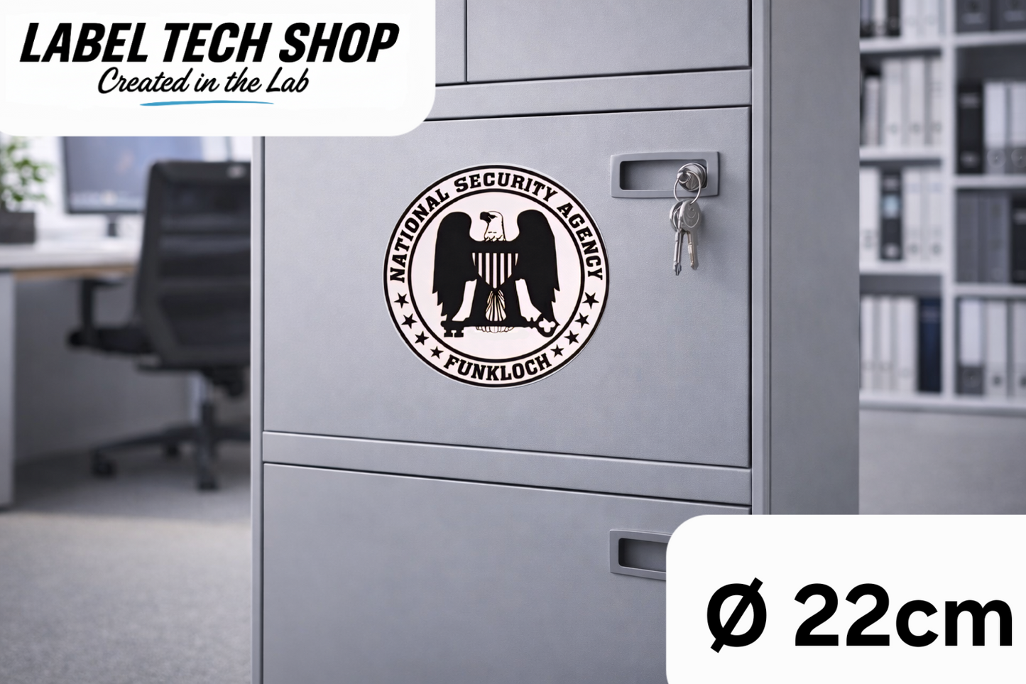 NSA Funkloch Sticker 22cm Ø – IT Humor Aufkleber für Schränke, Büros & Server (128)
