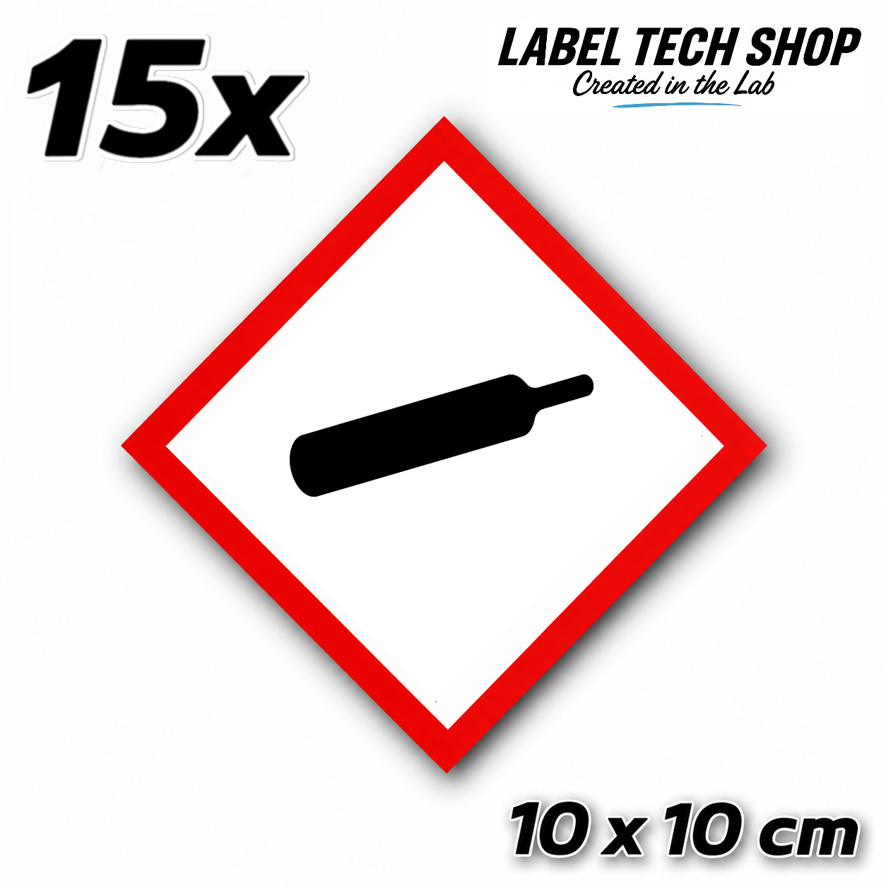 GHS04 Gas unter Druck Aufkleber Gas Cylinder Sticker Gefahrstoffsymbol Druckgas Gefahrgut Chemie Labor Kennzeichen nach CLP / GHS Arbeitssicherheit