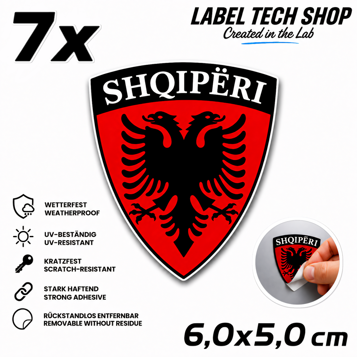 🇦🇱 Albanien Shiqpëri Aufkleber Albania Sticker Adler Wappen Emblem Auto Helm 6,0x5,0cm NR.004