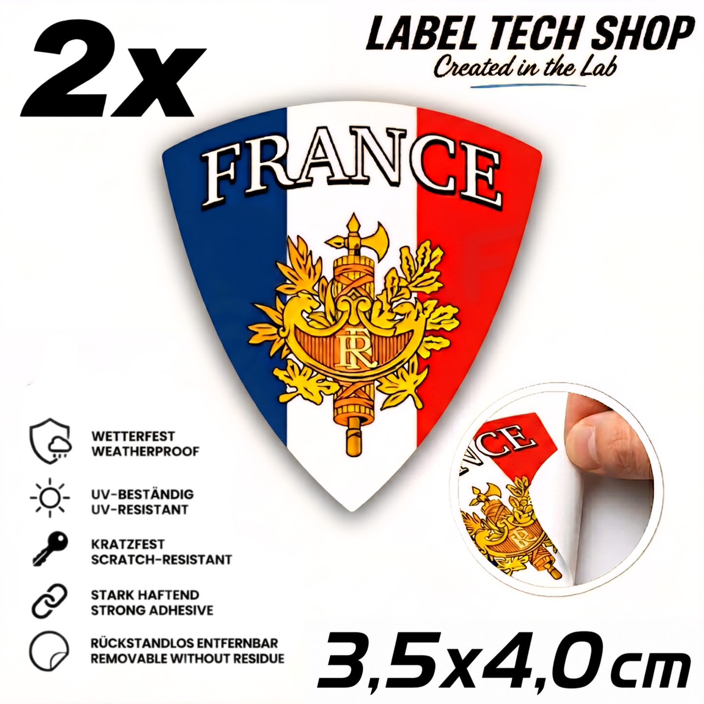 🇫🇷 Frankreich Wappen Aufkleber France Sticker Autocollant France Emblem Auto Helm 3,5x4,0cm NR.003
