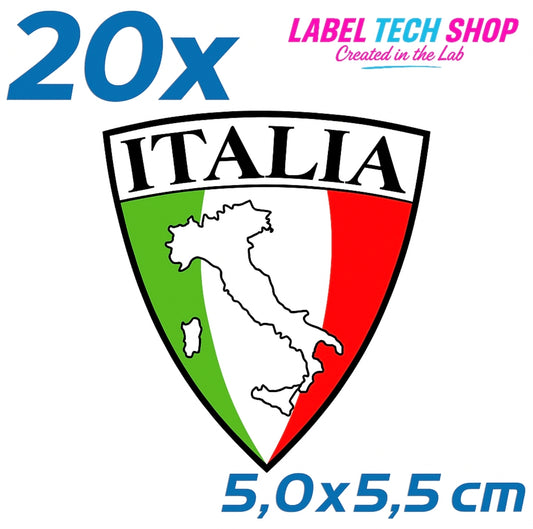 20x Italien/Italia Aufkleber Emblem 5×5,5 cm Flagge Wappen Adesivo Sticker 001