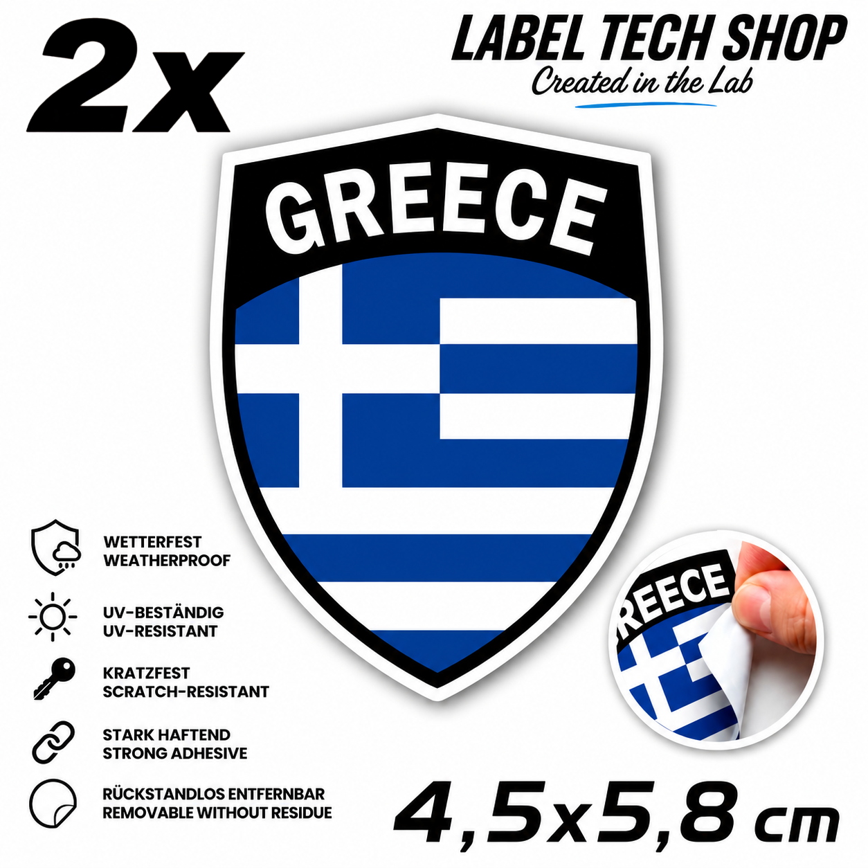 🇬🇷 Griechenland Aufkleber Αυτοκόλλητο Ελλάδας Greece Sticker Flagge Wappen Emblem Auto Helm 4,5x5,8cm NR.111