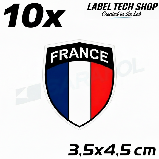 10x Frankreich Aufkleber France Francia Flagge Sticker 3,5x4,5cm (035)
