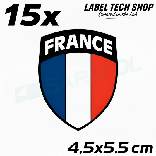 15x Frankreich Aufkleber France Francia Flagge Sticker 4,5x5,5cm (040)