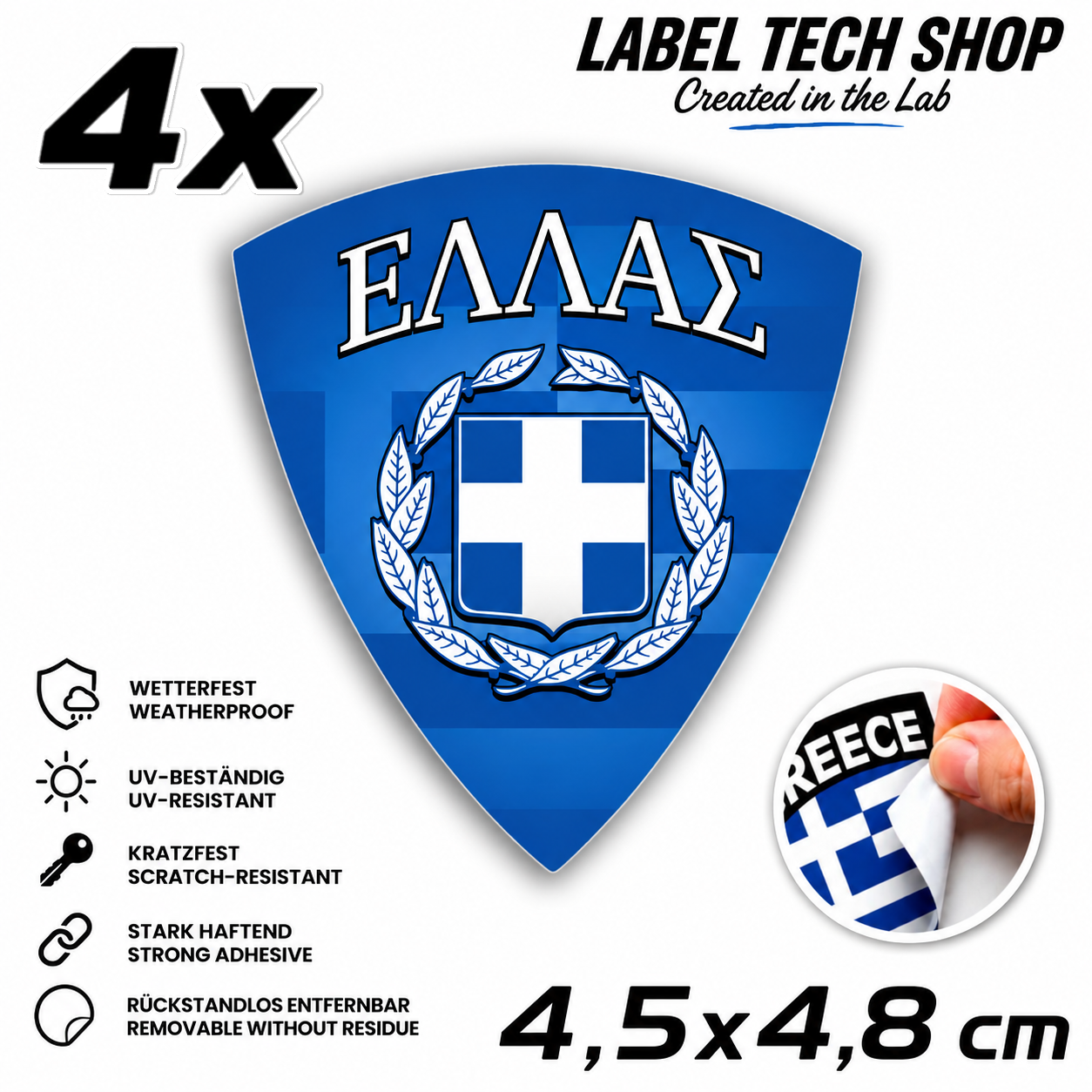 🇬🇷 Griechenland Aufkleber Αυτοκόλλητο Ελλάδας Greece Sticker Flagge Wappen Emblem Auto Helm 4,5x4,8cm NR.113