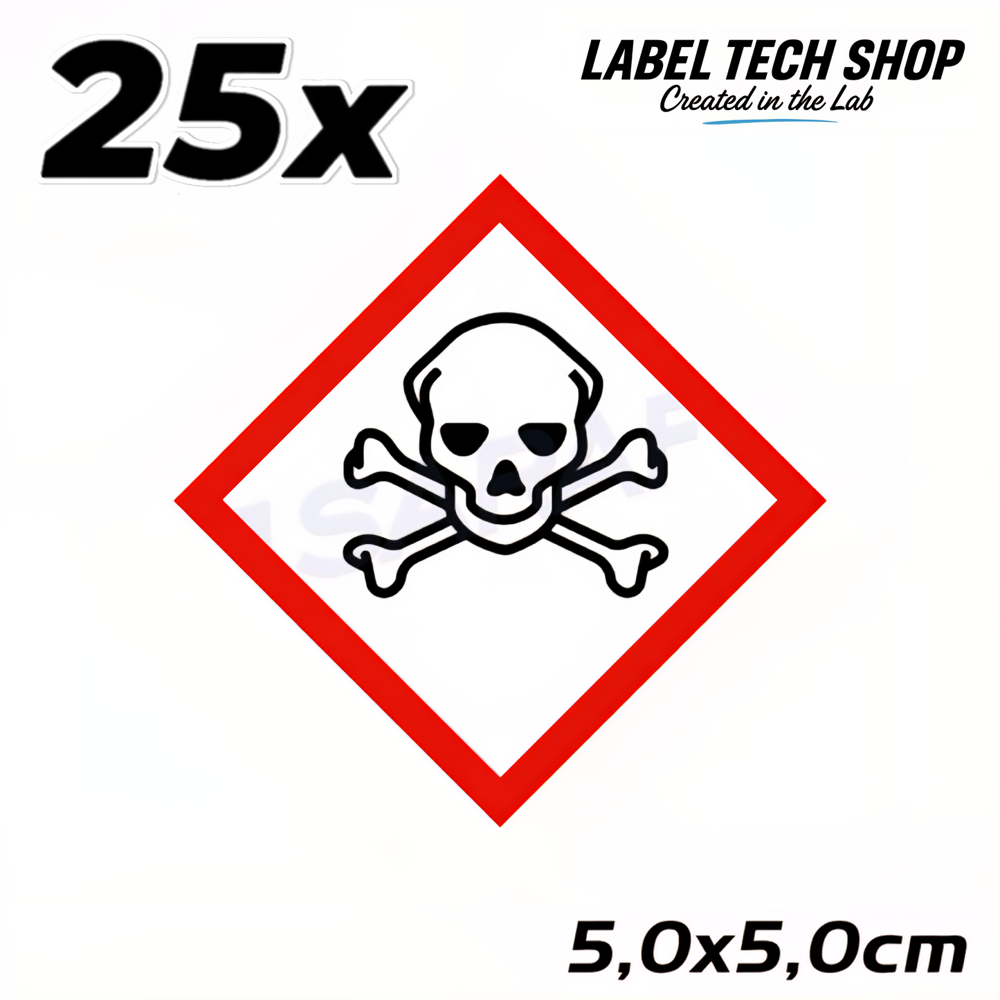 GHS06 Totenkopf Aufkleber  Giftige Chemikalien Toxisch nach CLP Norm Arbeitssicherheit