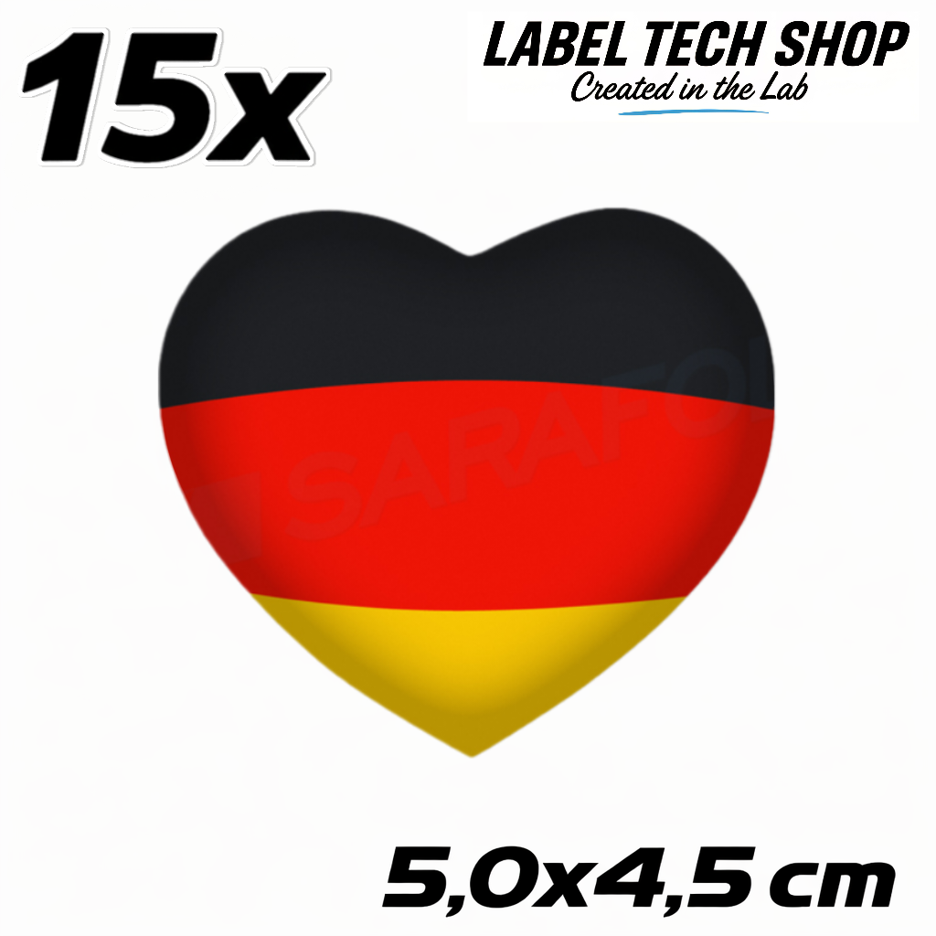 Deutschland Herz Aufkleber (048) – Germany Heart Sticker – Deutschland Flagge Herz – 5,0 × 4,5 cm