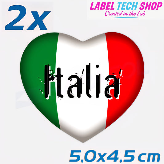 2x Italia/Italien Aufkleber Herz 5×4,5cm Flagge Italien Adesivo Cuore Sticker 060