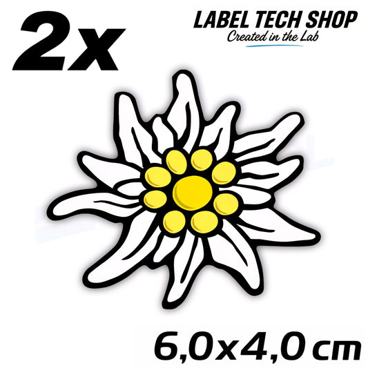2x Edelweiß Aufkleber 🌼 Alpenblume Sticker – Stella Alpina 6,0×4,0 cm