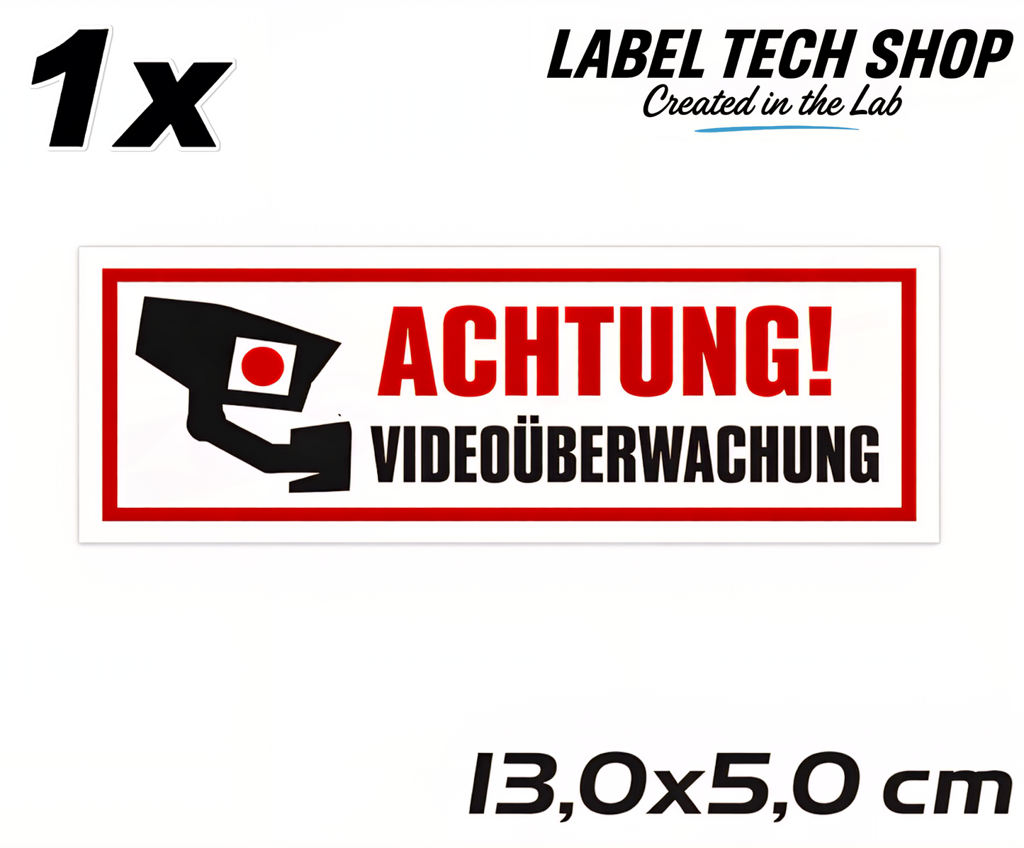 Kamera Aufkleber Achtung Videoüberwachung 13×5cm Hinweiszeichen für Innen&Außen 122