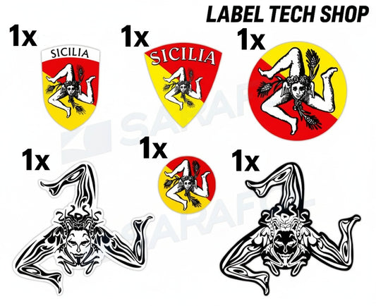 Sizilien Sticker Set 6x – Sicily Sicilia Flaggen Aufkleber Collection Pack