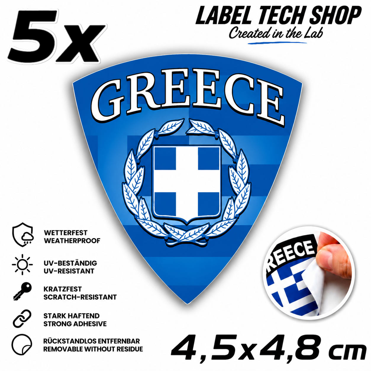 🇬🇷 Griechenland Aufkleber Αυτοκόλλητο Ελλάδας Greece Sticker Flagge Wappen Emblem Auto Helm 4,5x4,8cm NR.115