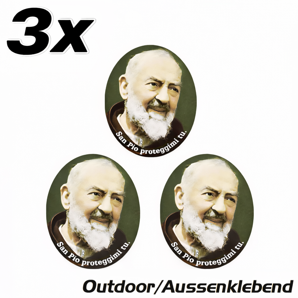 3x Padre Pio Aufkleber Sticker Außenklebend Katholisch Catholic 4,5x5,0 cm (027)
