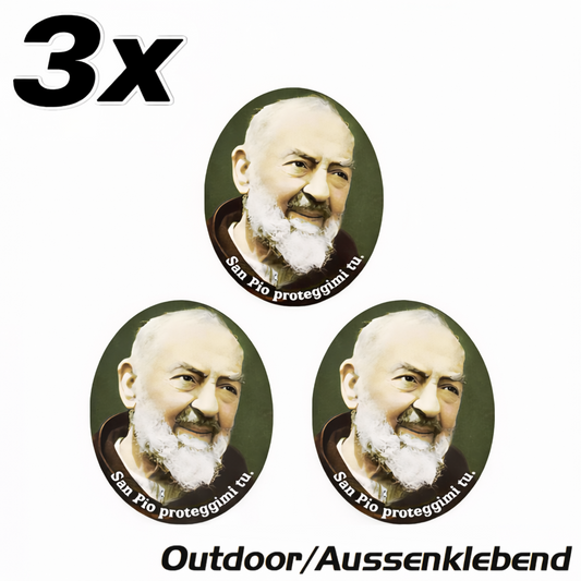 3x Padre Pio Aufkleber Sticker Außenklebend Katholisch Catholic 4,5x5,0 cm (027)
