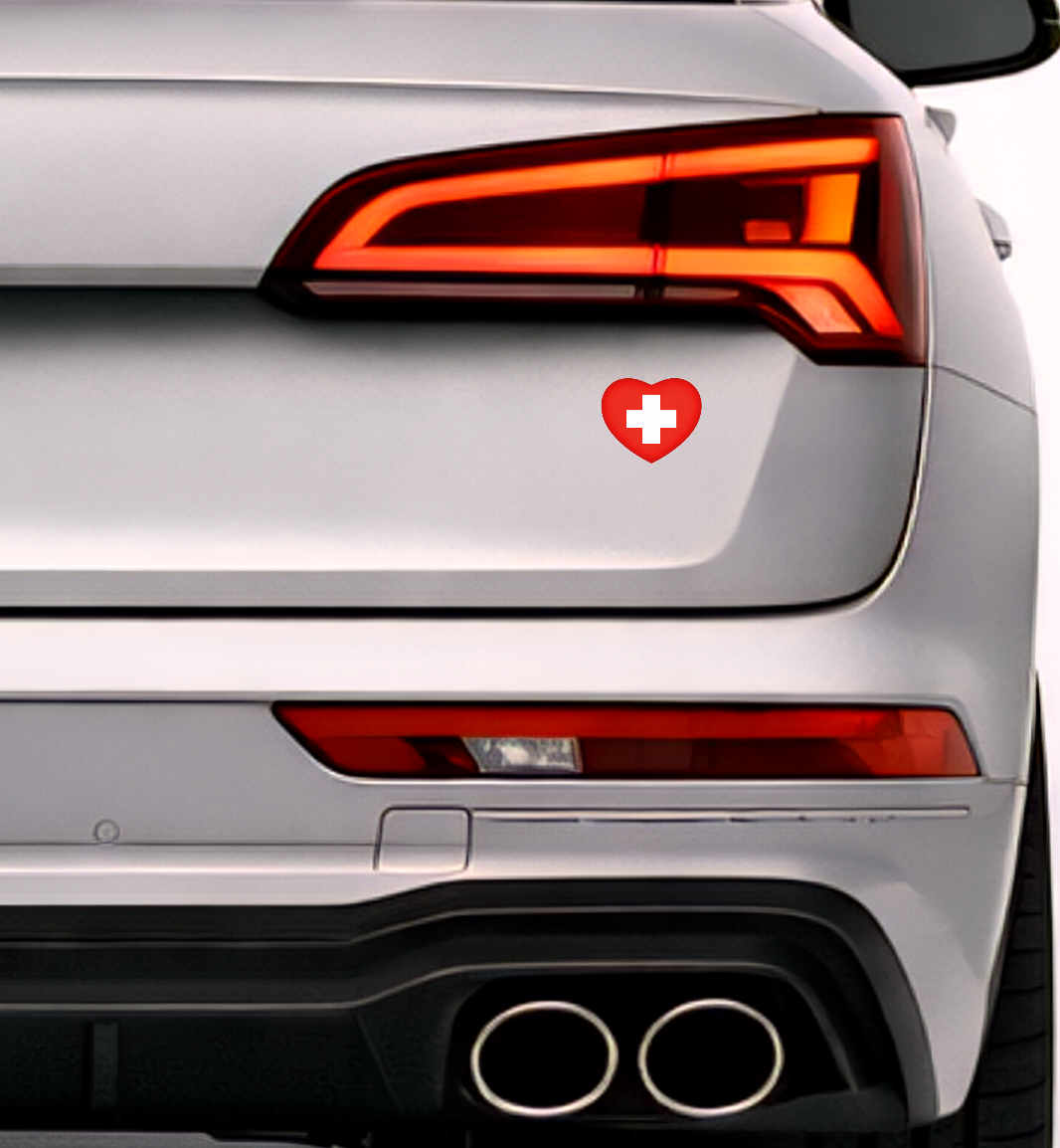 Schweiz Swiss Switzerland Herz Aufkleber Sticker – Svizzera Flag Heart Sticker – Auto Laptop Helm Geschenk – 5,0 × 4,5 cm (059)