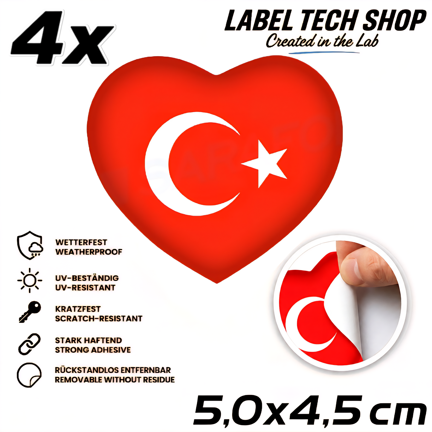 🇹🇷 Türkei Herz Aufkleber Turkey Heart Sticker Türkiye Kalp Sticker Auto Helm Motorrad 5,0x4,5cm NR.044