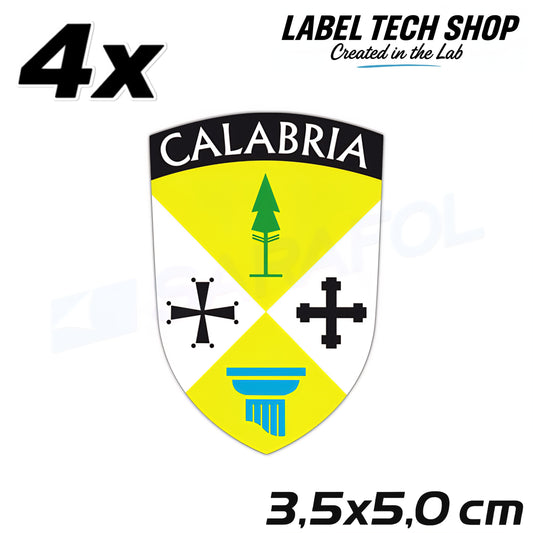 4x Kalabrien Aufkleber Calabria Adesivo Calabre Sticker Flagge Wappen 3,5x5,0cm (018)