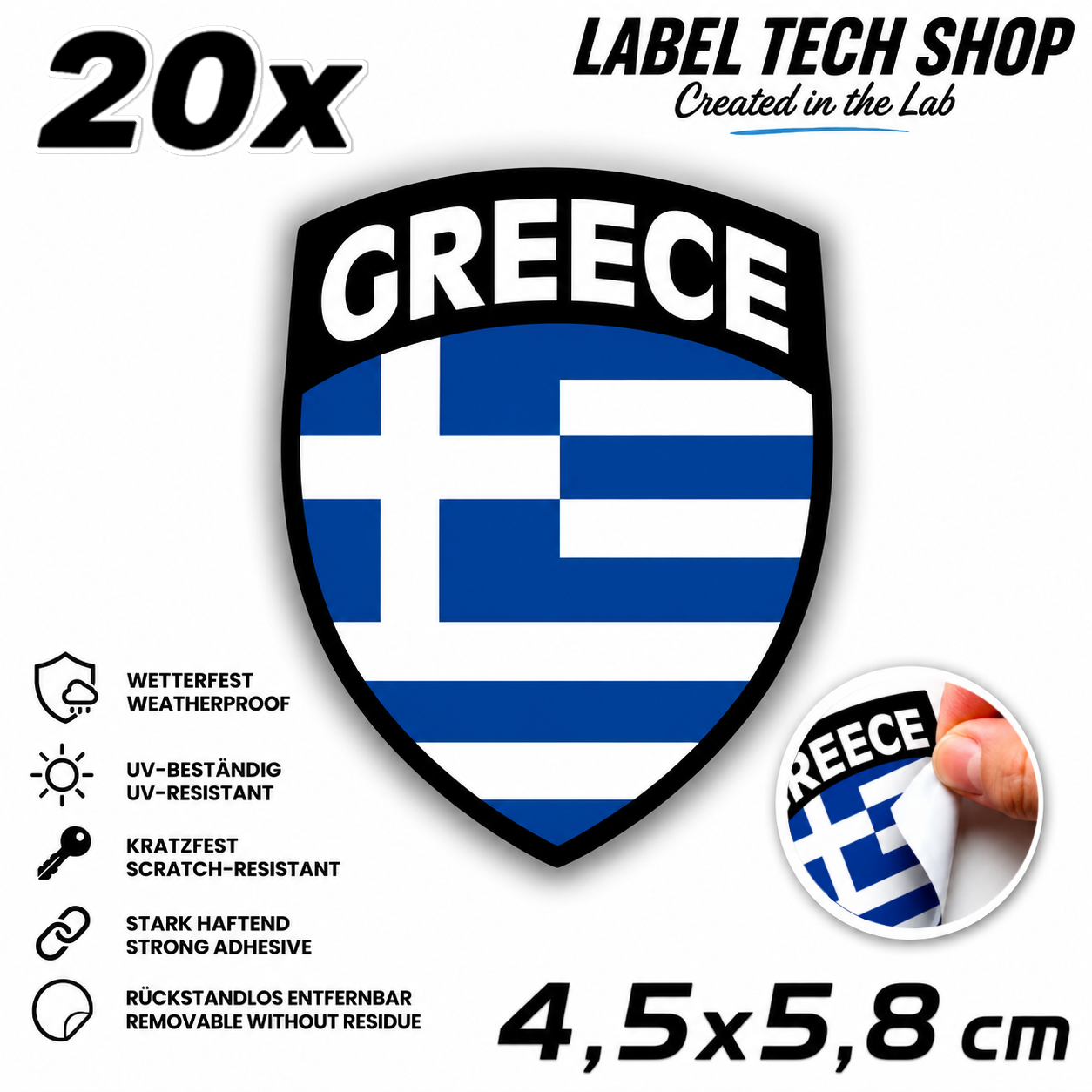 🇬🇷 Griechenland Aufkleber Αυτοκόλλητο Ελλάδας Greece Sticker Flagge Wappen Emblem Auto Helm 4,5x5,8cm NR.109