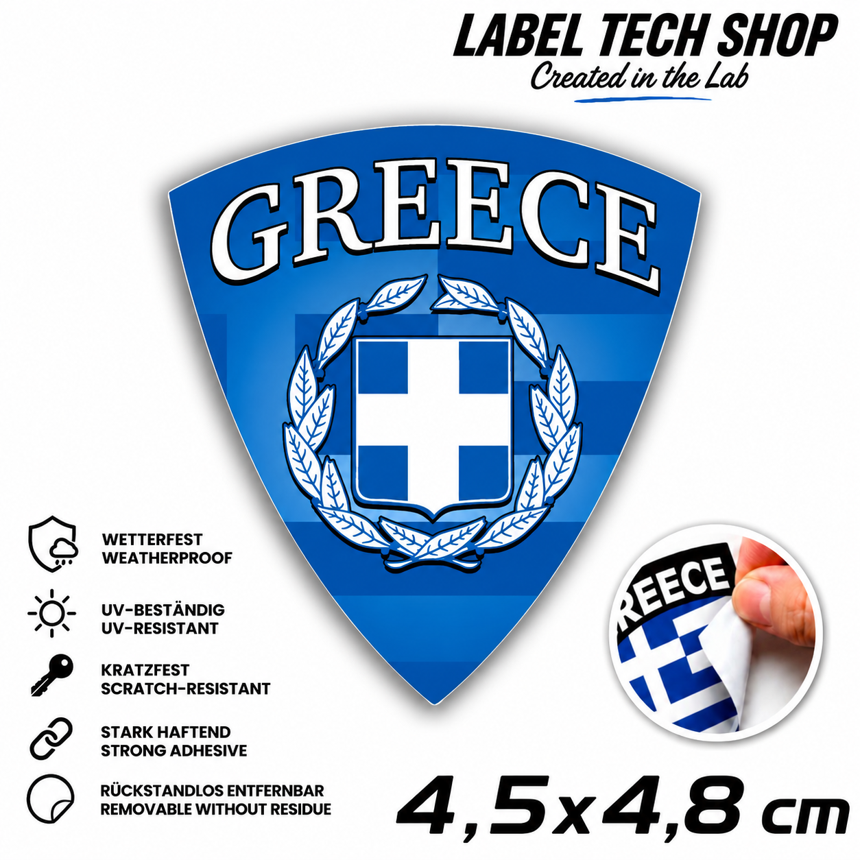 🇬🇷 Griechenland Aufkleber Αυτοκόλλητο Ελλάδας Greece Sticker Flagge Wappen Emblem Auto Helm 4,5x4,8cm NR.115
