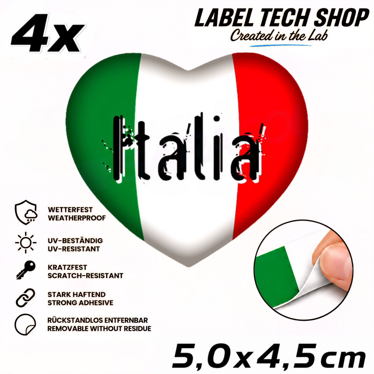 🇮🇹 Italien Aufkleber Herz Italian Sticker Heart Adesivo Cuore Italiano Bandiera Auto Helm 5,0x4,0cm NR.060
