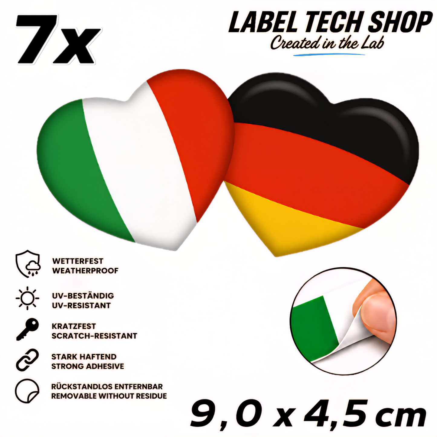 🇮🇹 🇩🇪 Italien Deutschland Aufkleber Herzen Italian German Sticker Heart Adesivo Cuore Italiano Germania 9,0x4,5 cm NR.062