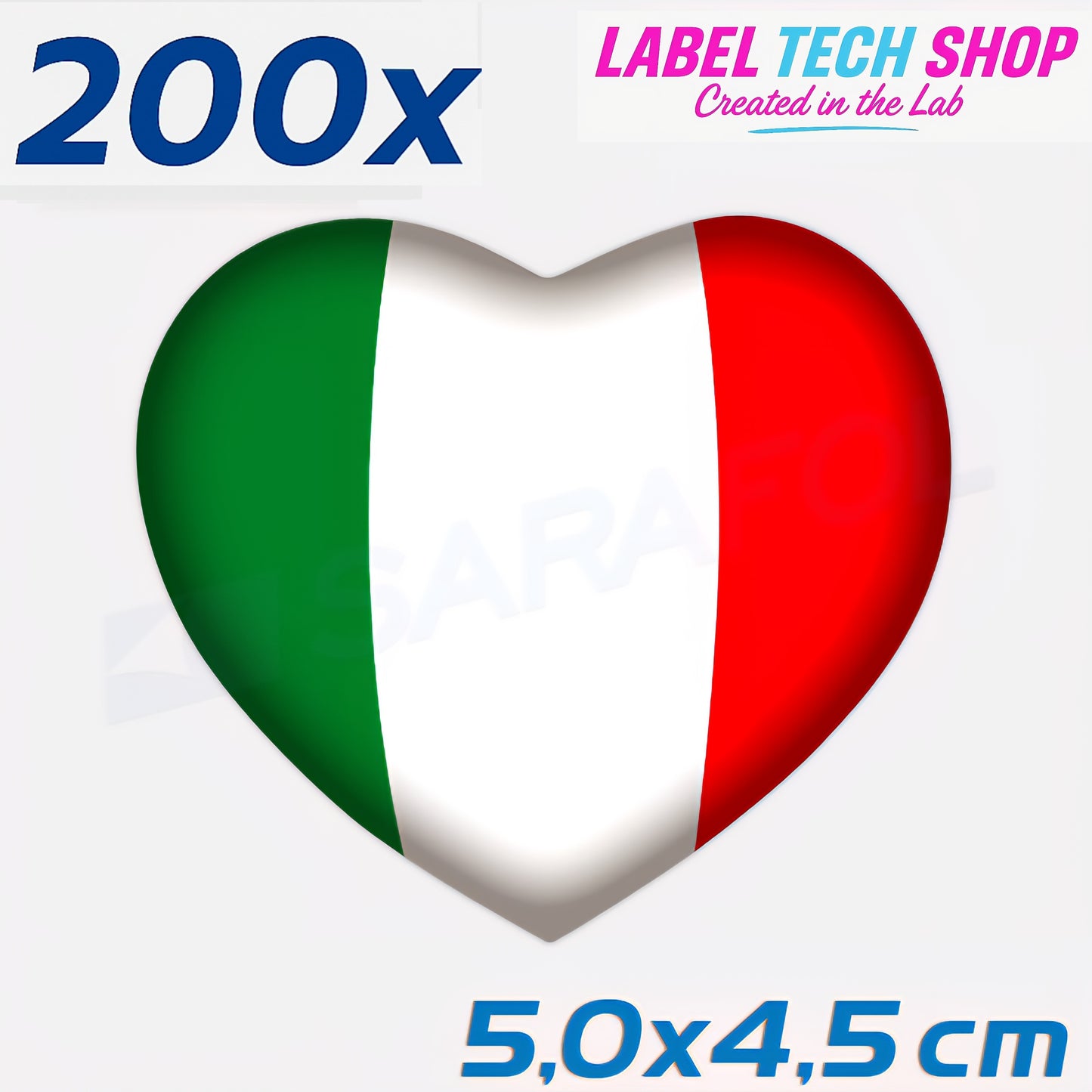 200x Italia/Italien Aufkleber Herz 5×4,5cm Flagge Italien Adesivo Cuore Sticker 046