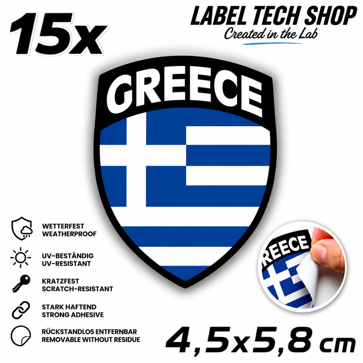 🇬🇷 Griechenland Aufkleber Αυτοκόλλητο Ελλάδας Greece Sticker Flagge Wappen Emblem Auto Helm 4,5x5,8cm NR.109