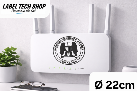 NSA Funkloch Sticker 22cm Ø – IT Humor Aufkleber für Router, Server & Laptop (128)