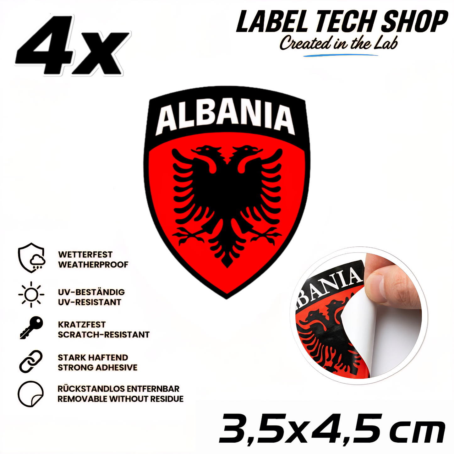 🇦🇱 Albanien Aufkleber Albania Sticker Shqiperia Adler Wappen Emblem Auto Helm 3,5x4,5cm NR.103